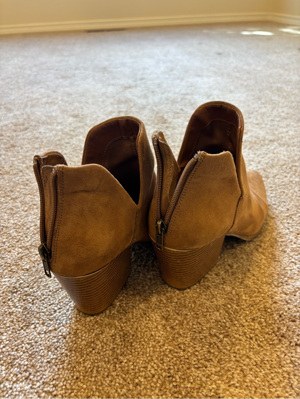 Classic Cognac Suede Ankle Boots - Women - Picture 4 of 5